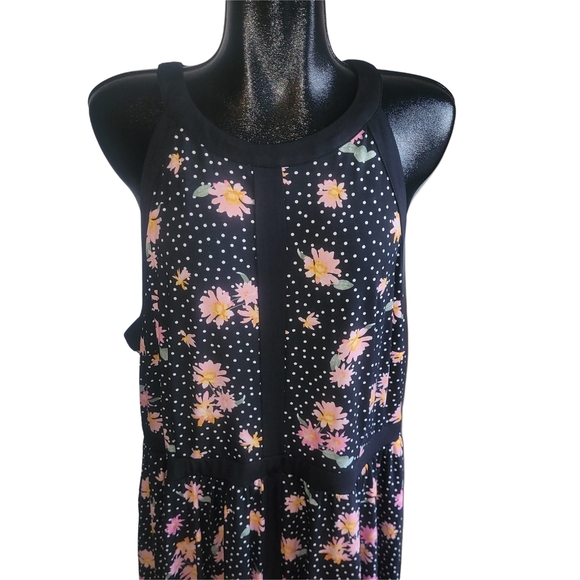 Torrid Black Floral Sleeveless Halter Dress 3 - Picture 2 of 7